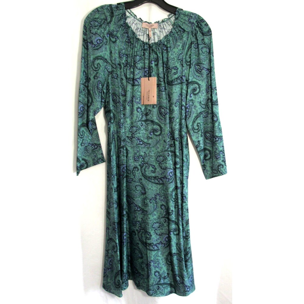 Rebecca Taylor Tailored Green Paisley Margaux Silk Blend Shift Dress Size 8 NWT